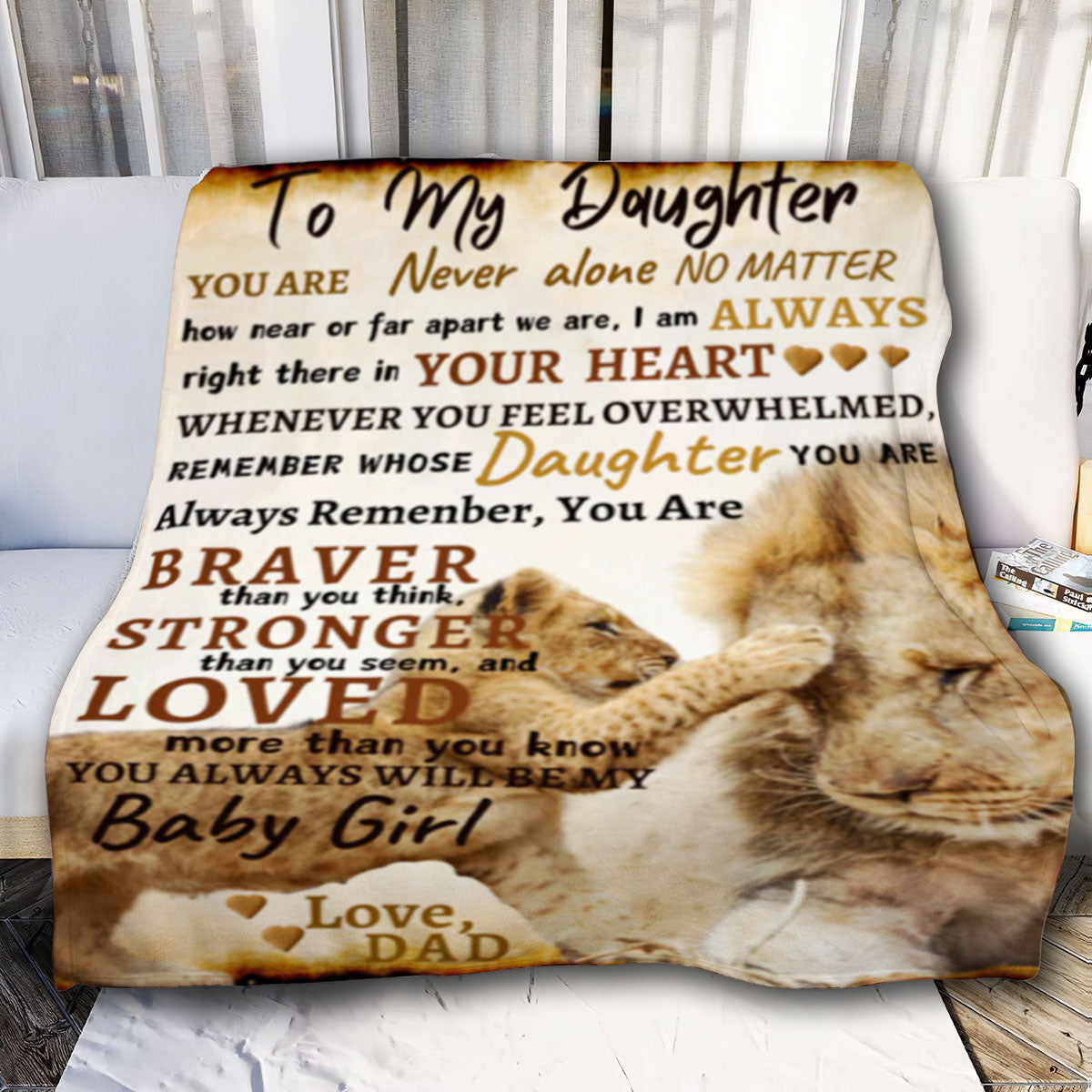 To Daughter From Dad Blanket | Lion Father & Daughter Affection| Daughter's Gift
