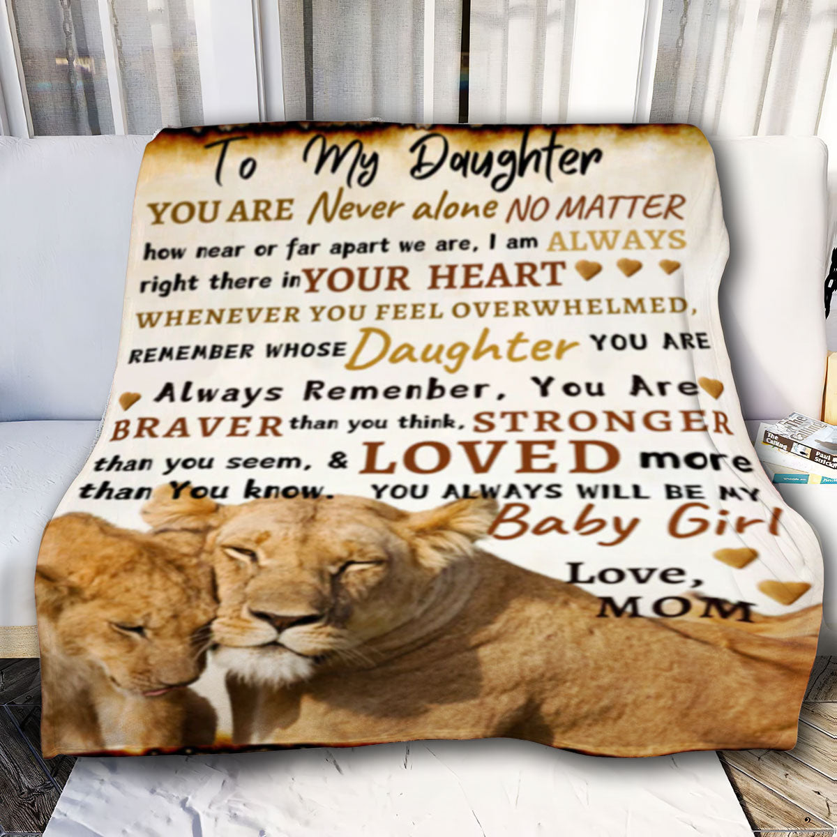 To Daughter From Mom Blanket| Lion Mother & Daughter Affection| Daughter's Gift