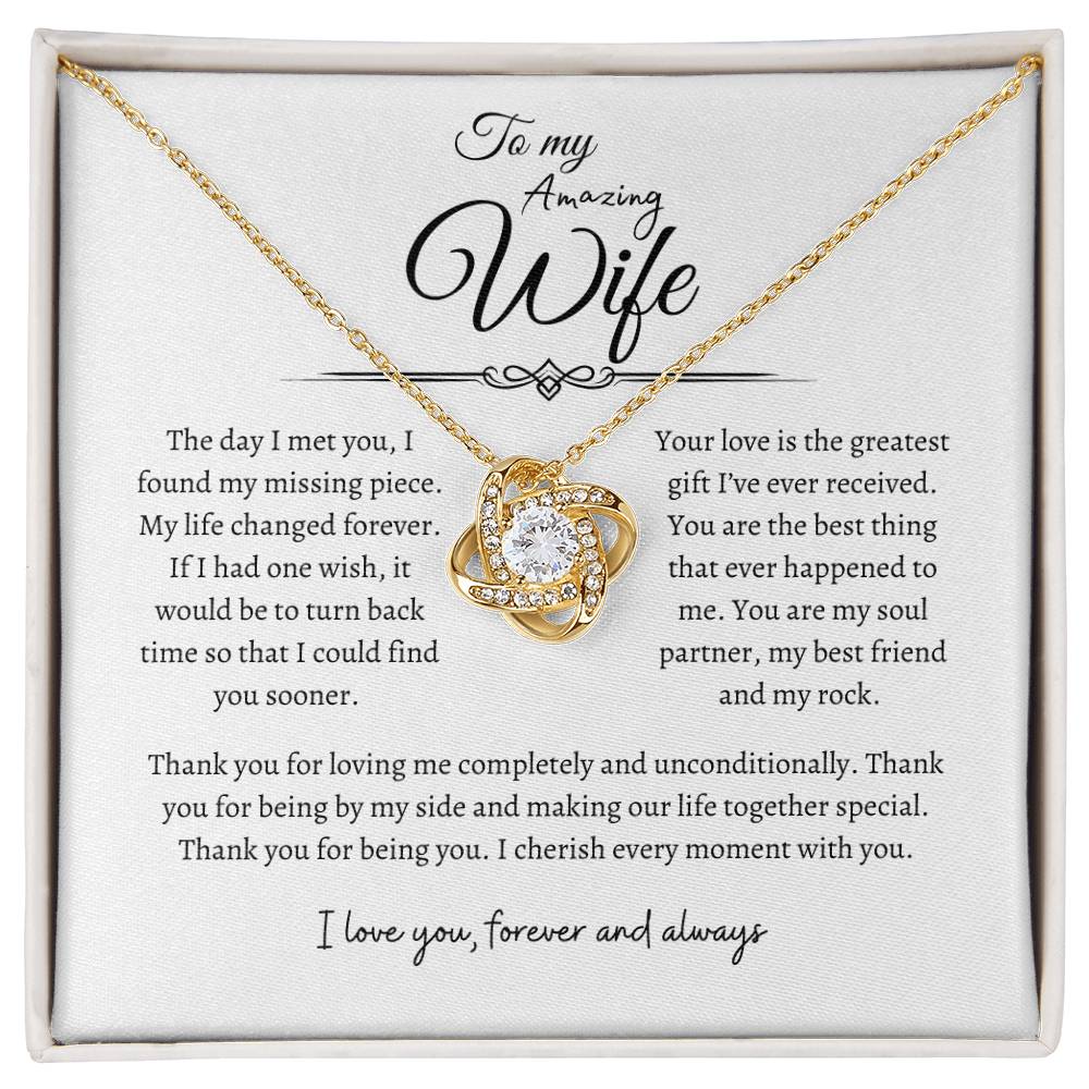 To My Amazing Wife, Love Knot Necklace WH