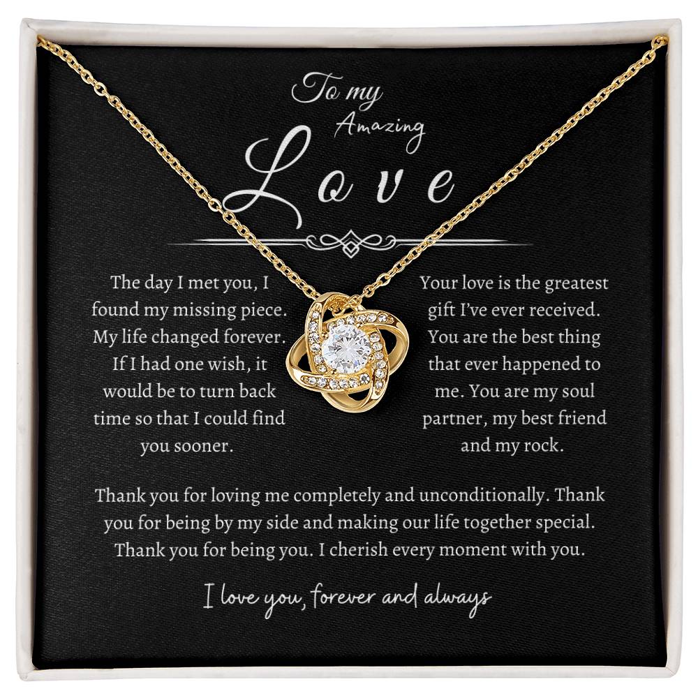 To My Amazing Love, Love Knot Necklace BLK