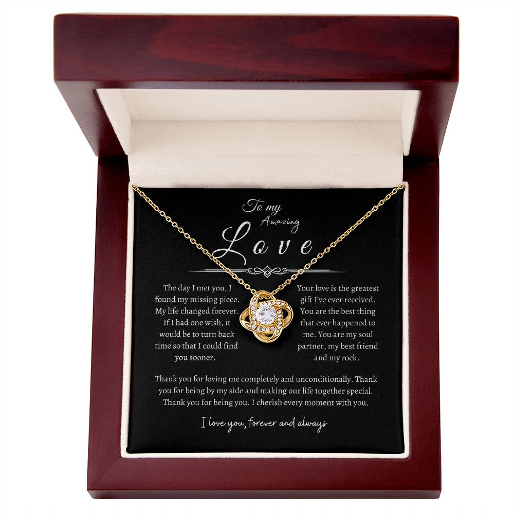 To My Amazing Love, Love Knot Necklace BLK