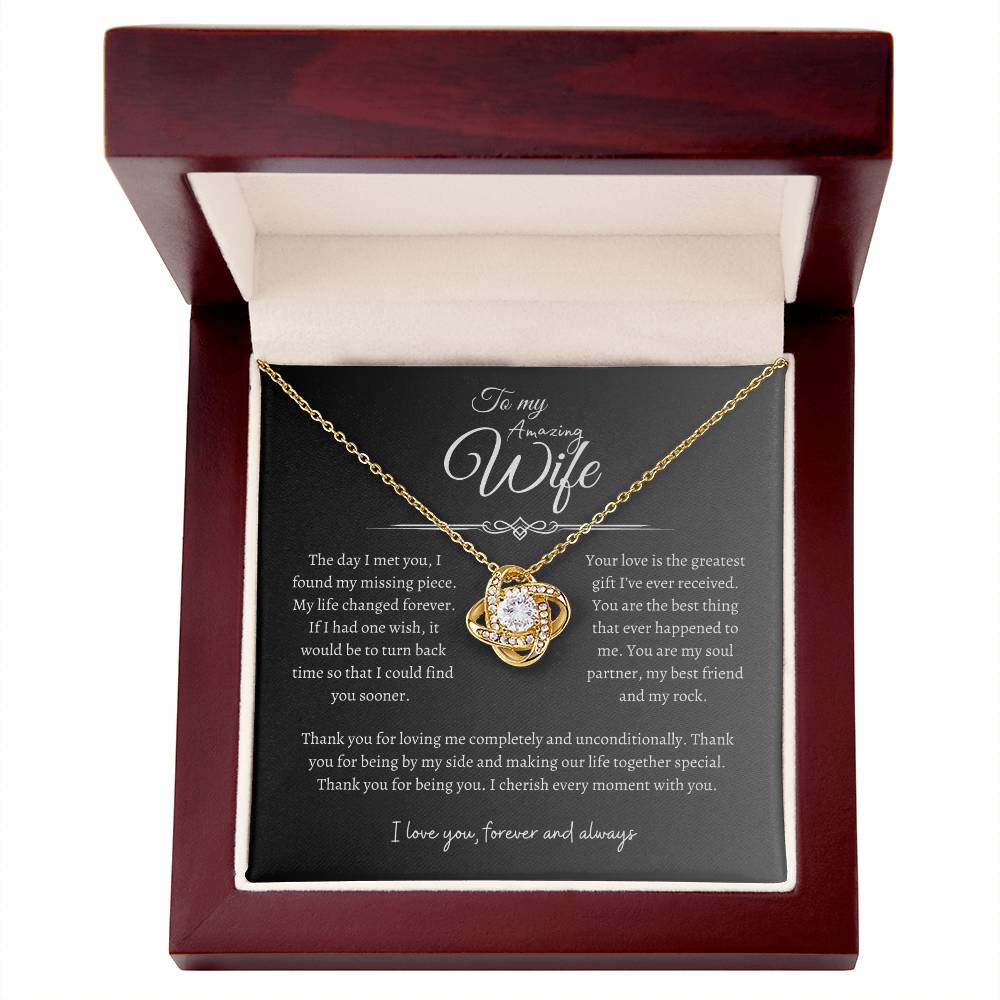 To My Amazing Wife, Love Knot Necklace GR