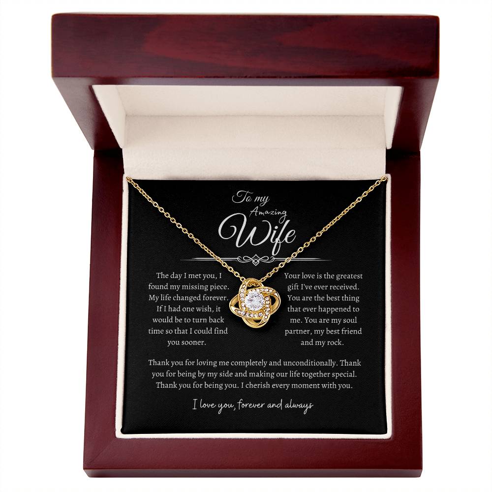 To My Amazing Wife, Love Knot Necklace BLK