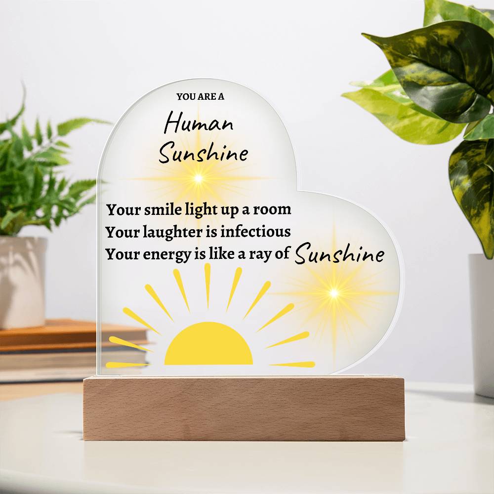 Acrylic Heart LED Plaque - Human Sunshine