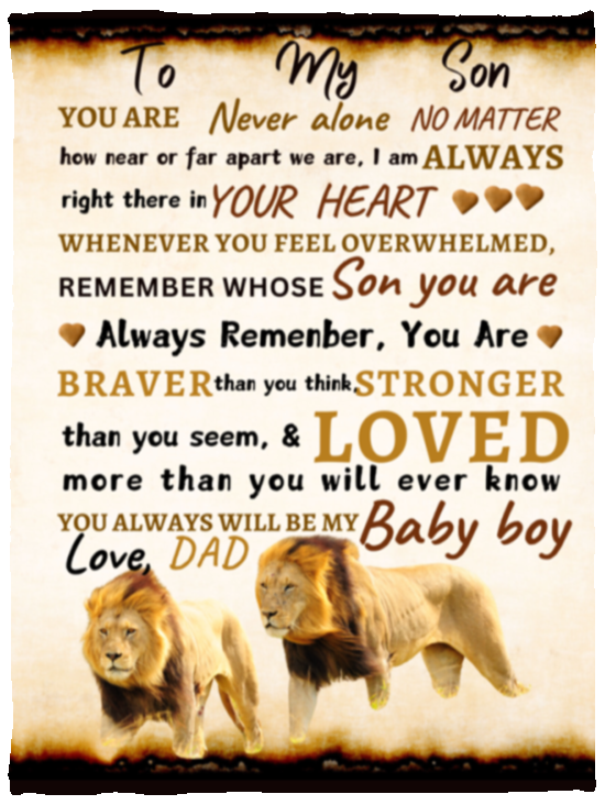 To Son From Dad Blanket| Lion Father & Son Walking Proud| Son's Gift