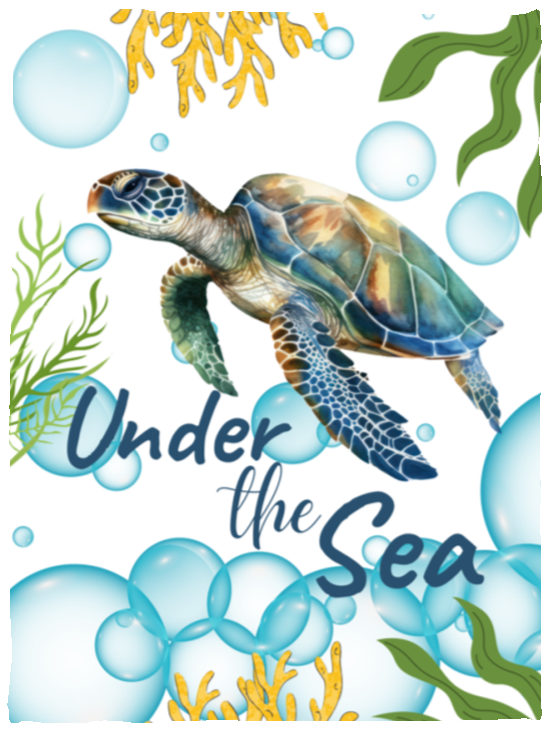 Turtle Under The Sea Blanket| Bright Color