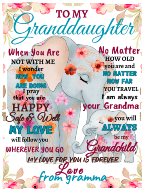 To Granddaughter From Gramma Blanket | Flower Elephant| Granddaughter's Gift