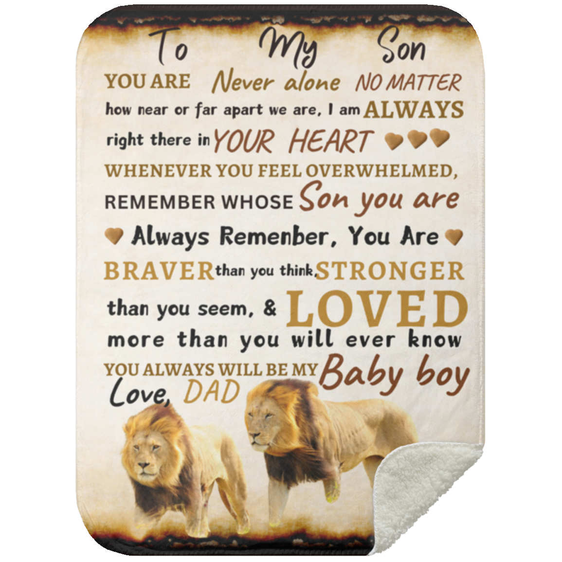 To Son From Dad Blanket| Lion Father & Son Walking Proud| Son's Gift