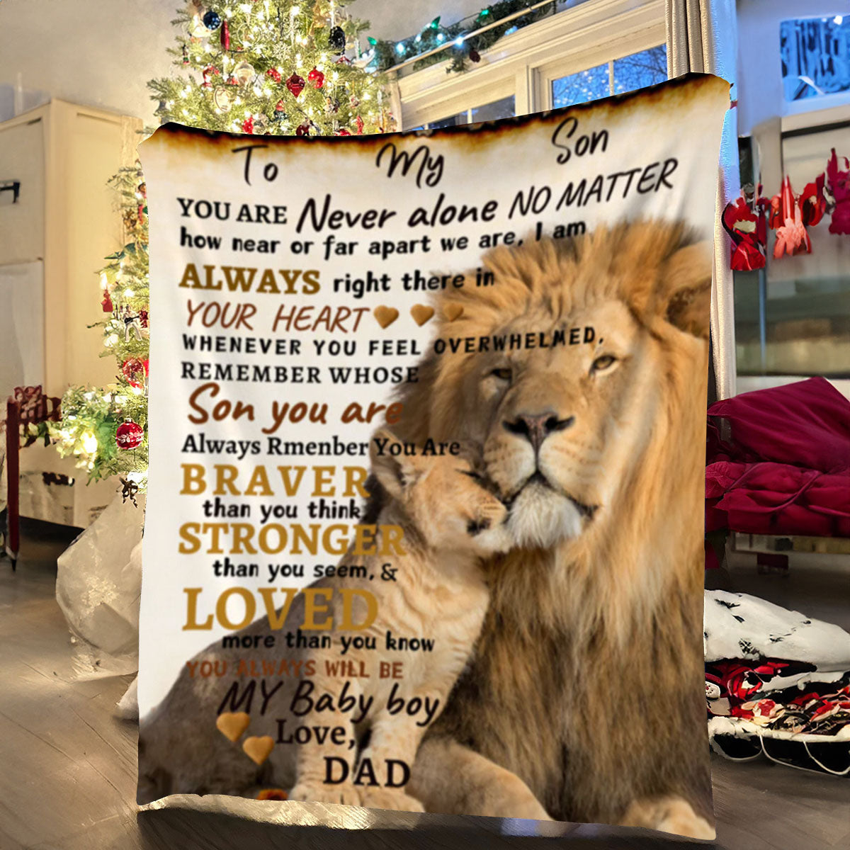 To Son From Dad Blanket| Lion Father & Son Affection| Son's Gift