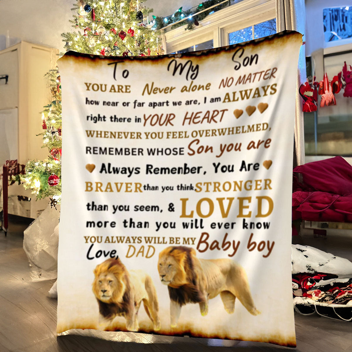 To Son From Dad Blanket| Lion Father & Son Walking Proud| Son's Gift