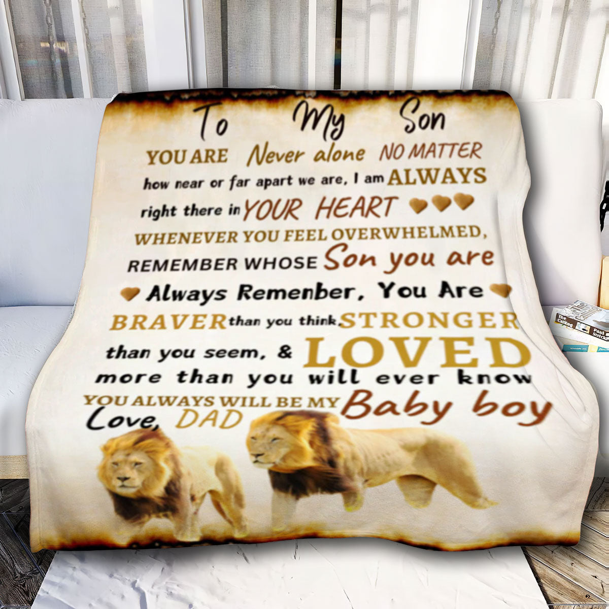 To Son From Dad Blanket| Lion Father & Son Walking Proud| Son's Gift