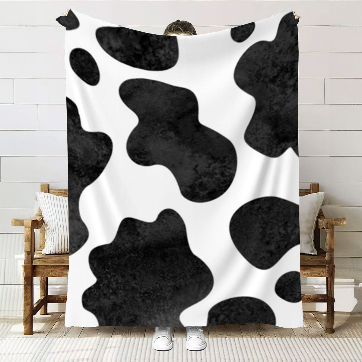 Cow Print Classic Black & White Blanket