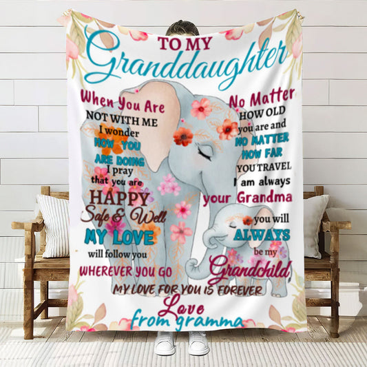 To Granddaughter From Gramma Blanket | Flower Elephant| Granddaughter's Gift