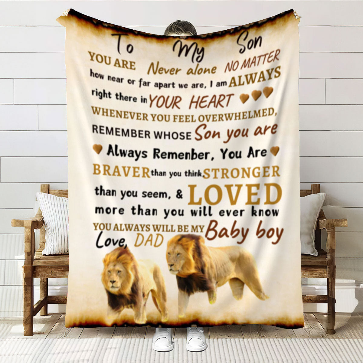 To Son From Dad Blanket| Lion Father & Son Walking Proud| Son's Gift