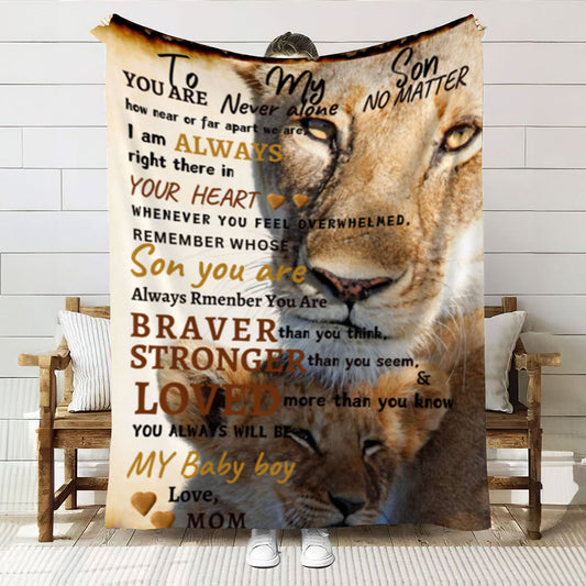 To Son From Mom Blanket| Lion Mother & Son Affection| Son's Gift