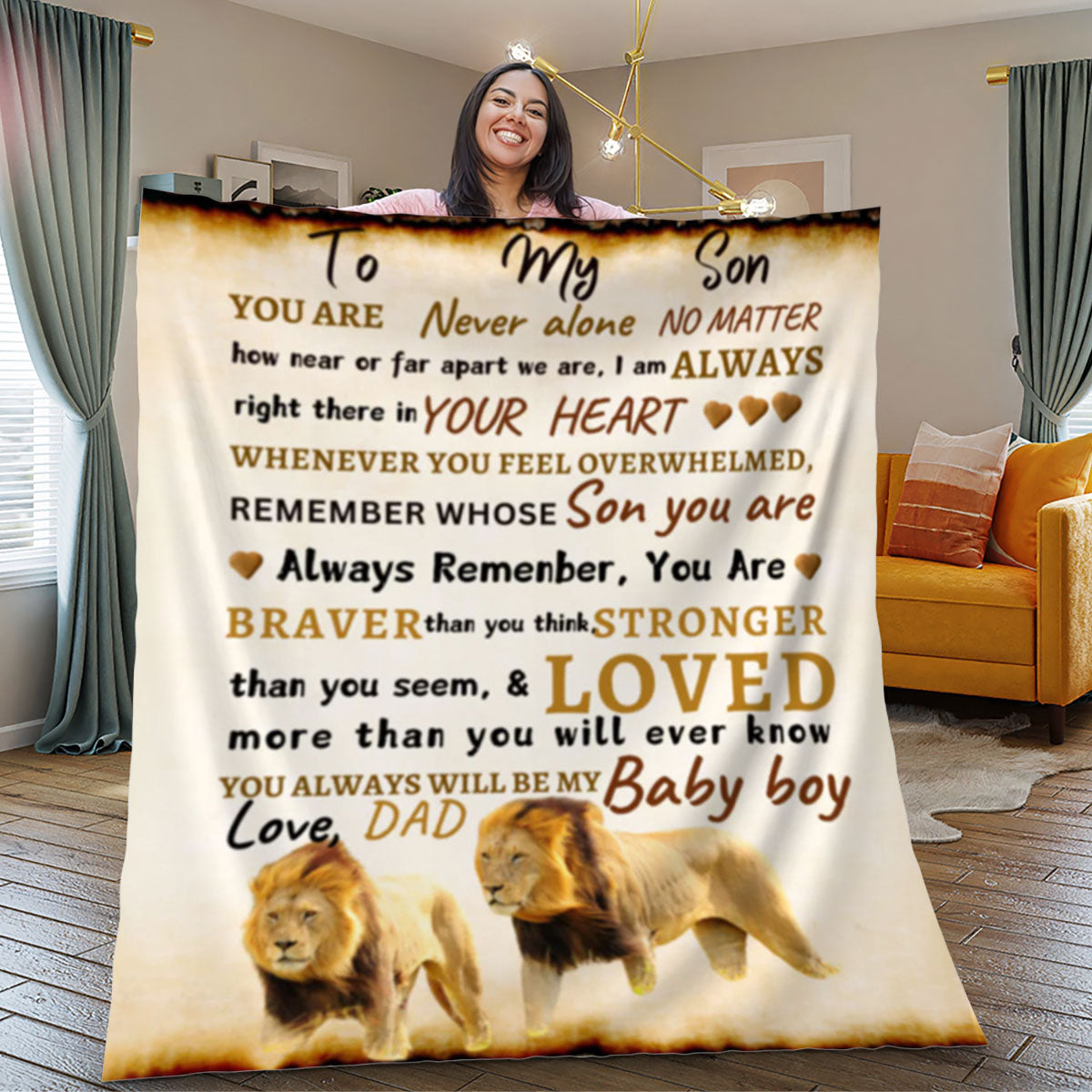 To Son From Dad Blanket| Lion Father & Son Walking Proud| Son's Gift