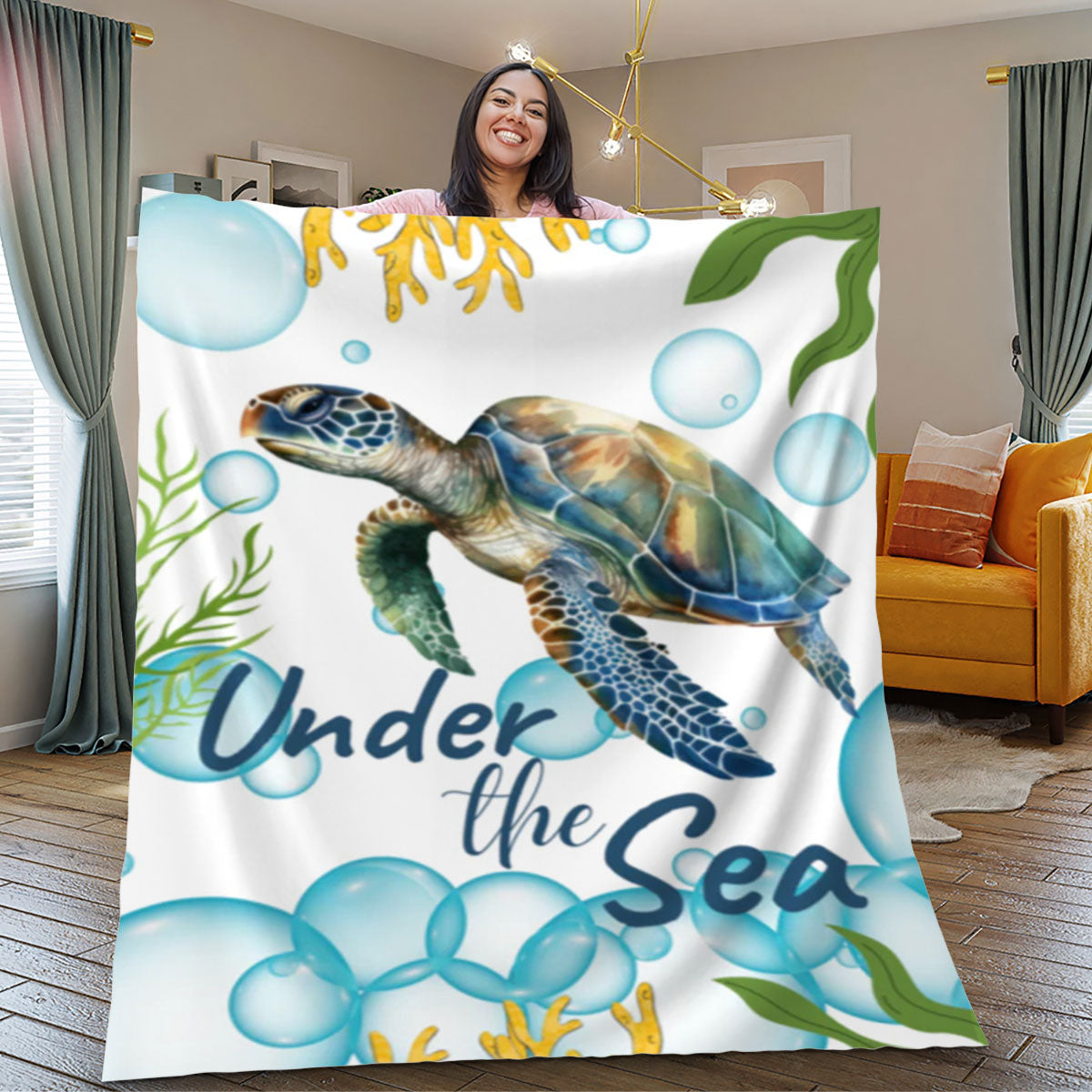 Turtle Under The Sea Blanket| Bright Color