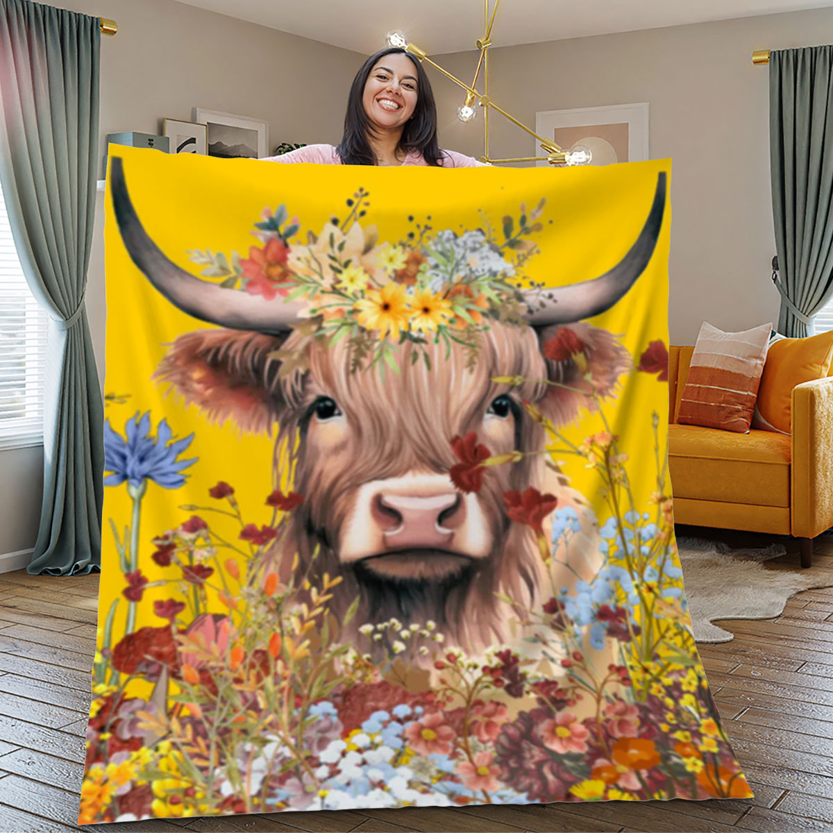 Cow Flower Blanket| YL