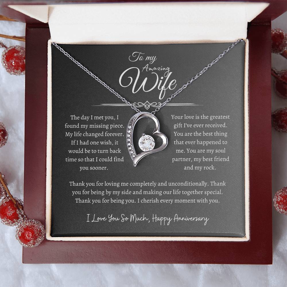 To My Amazing Wife, Happy Anniversary, Forever Love Necklace GR