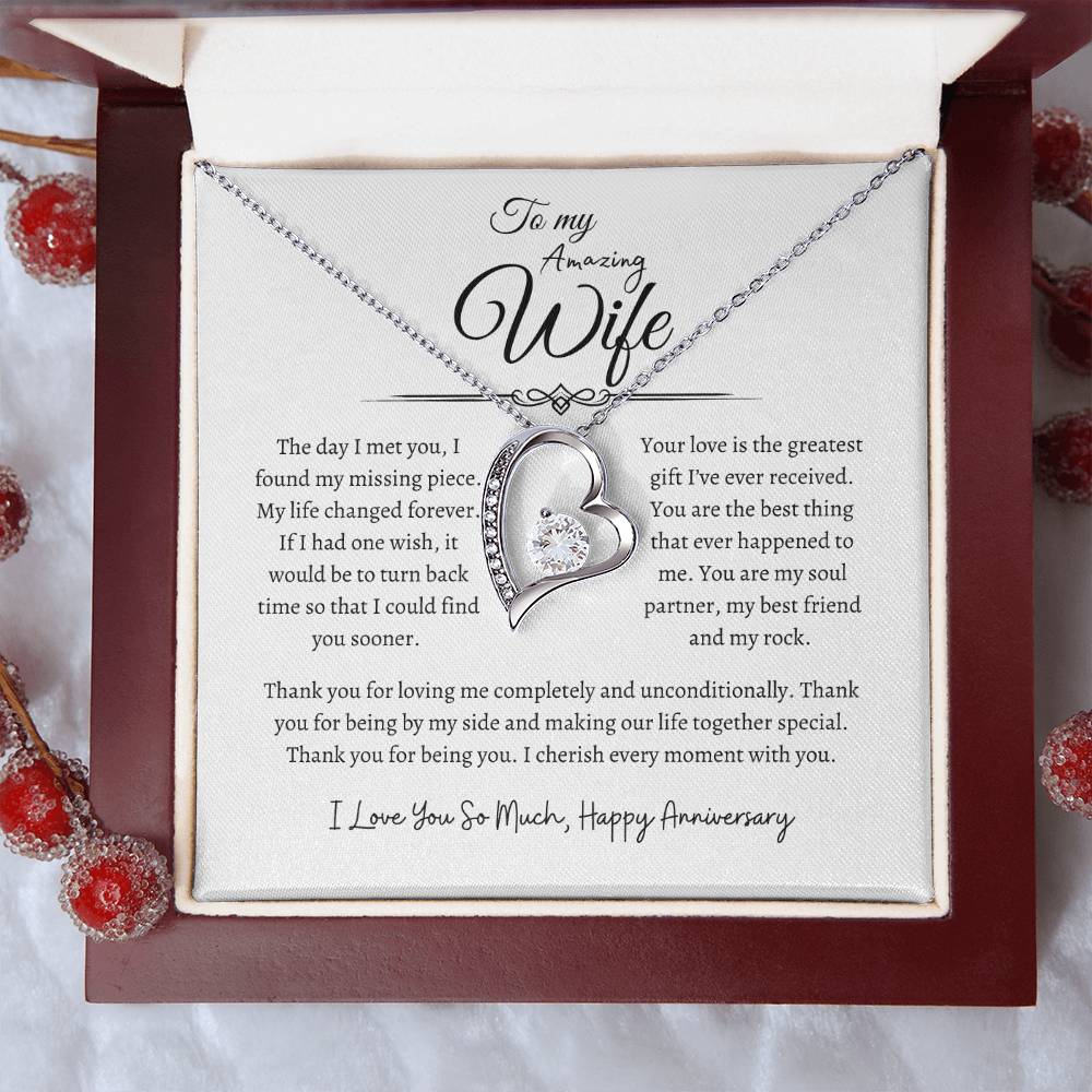 To My Amazing Wife, Happy Anniversary, Forever Love Necklace WH