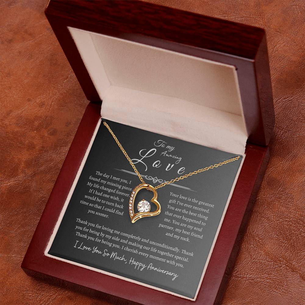 To My Amazing Love, Happy Anniversary, Forever Love Necklace GR