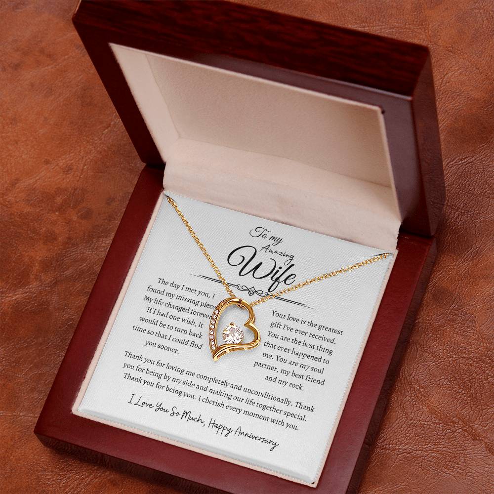 To My Amazing Wife, Happy Anniversary, Forever Love Necklace WH