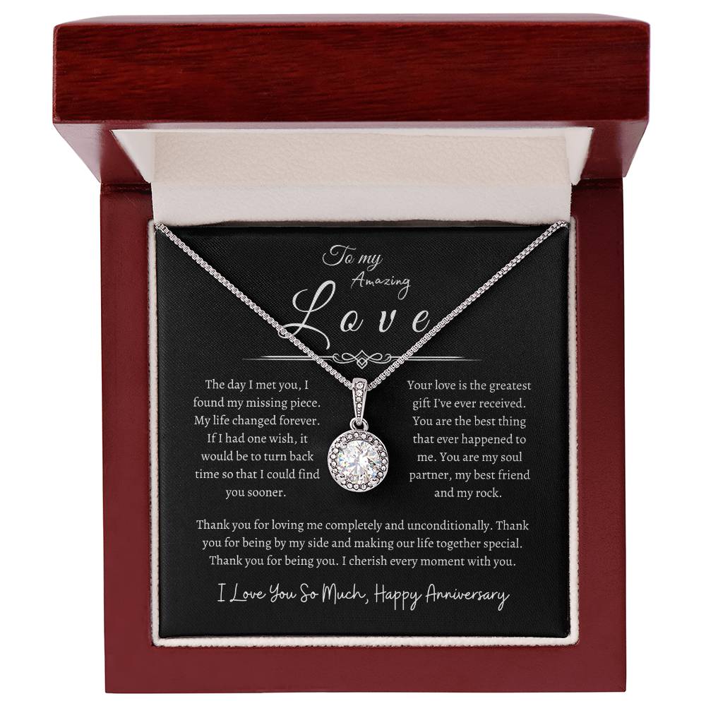 To My Amazing Love, Happy Anniversary, Eternal Hope Necklace BLK