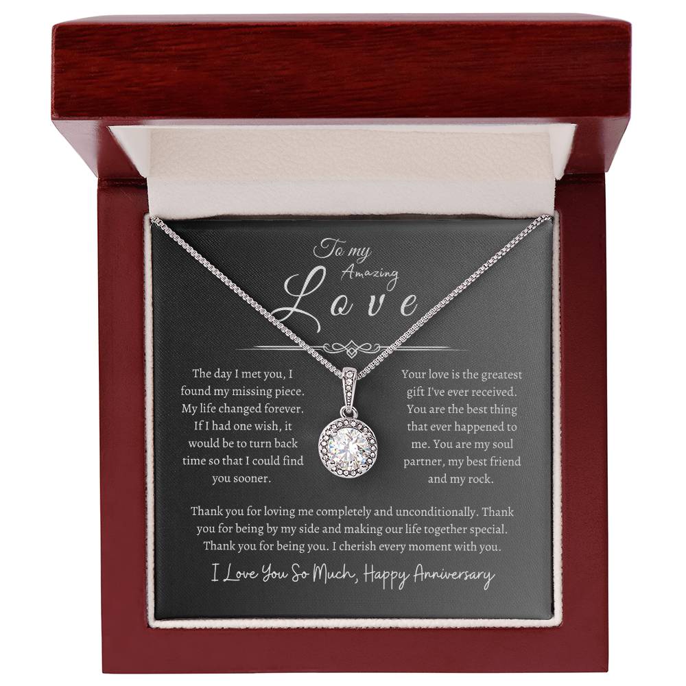 To My Amazing Love, Happy Anniversary, Eternal Hope Necklace GR