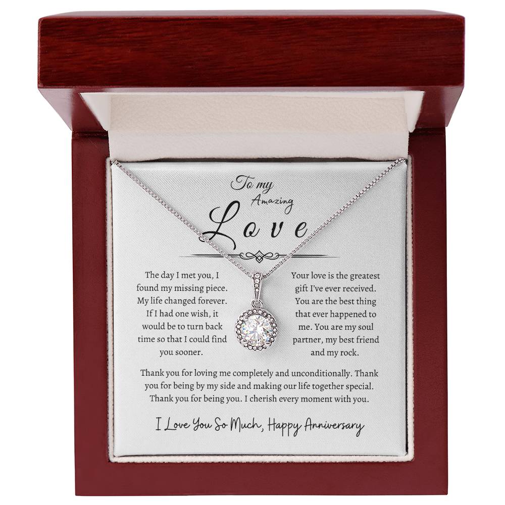 To My Amazing Love, Happy Anniversary, Eternal Hope Necklace WH