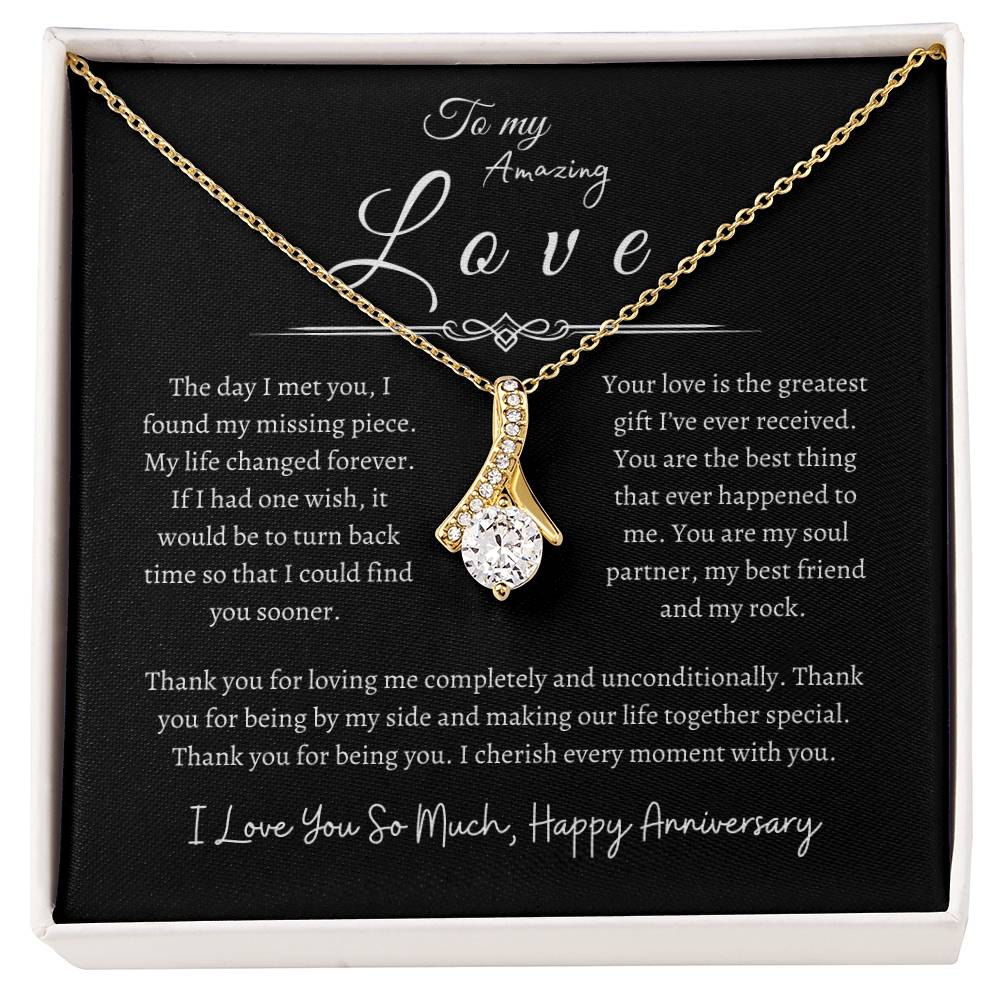 To My Amazing Love, Happy Anniversary, Alluring Beauty Necklace BLK