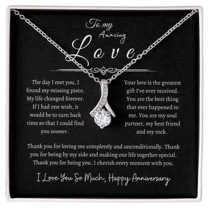 To My Amazing Love, Happy Anniversary, Alluring Beauty Necklace BLK