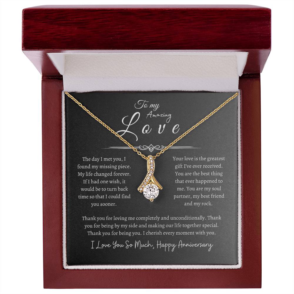 To My Amazing Love, Happy Anniversary, Alluring Beauty Necklace GR