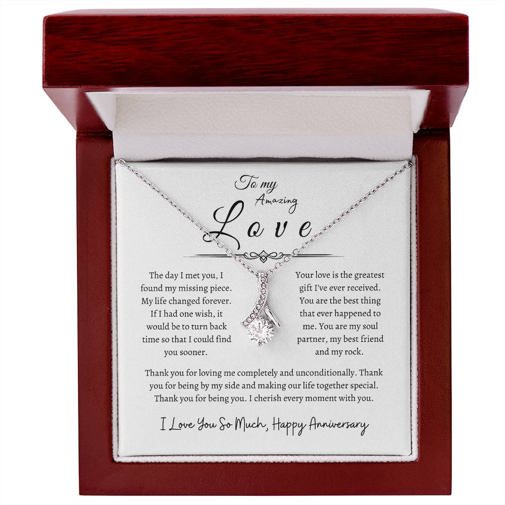 To My Amazing Love, Happy Anniversary, Alluring Beauty Necklace WH