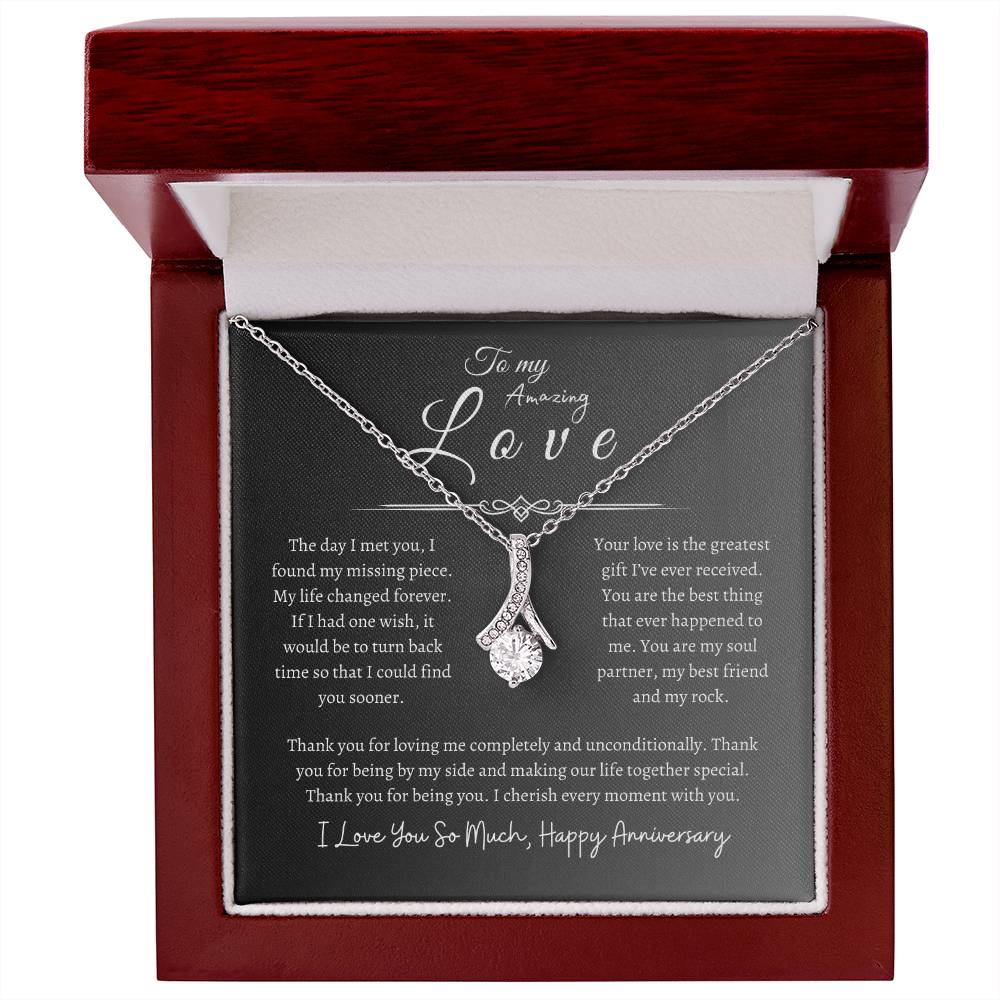 To My Amazing Love, Happy Anniversary, Alluring Beauty Necklace GR