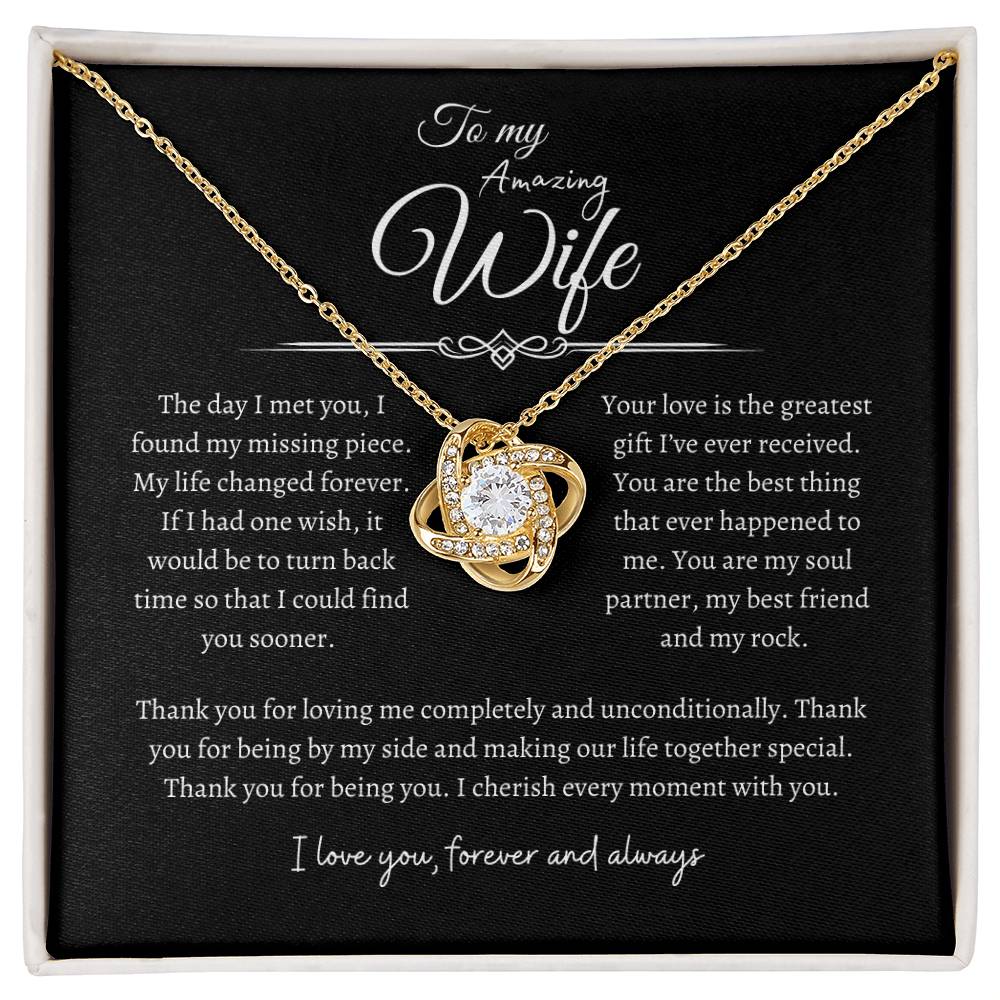 To My Amazing Wife, Love Knot Necklace BLK