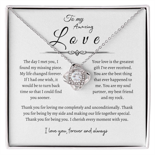 To My Amazing Love, Love Knot Necklace WH