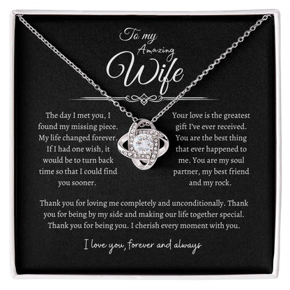 To My Amazing Wife, Love Knot Necklace BLK