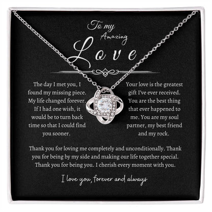 To My Amazing Love, Love Knot Necklace BLK