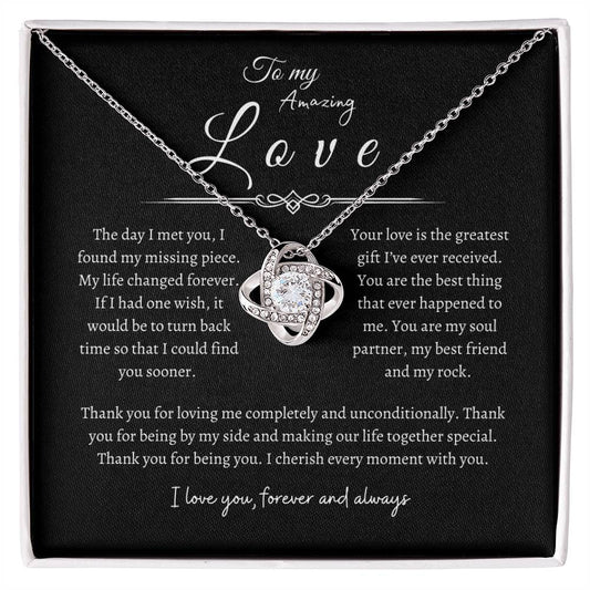 To My Amazing Love, Love Knot Necklace BLK