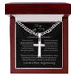 To My Amazing Love, Happy Anniversary, Men's Artisan Cross Necklace on Cuban Chain Blk