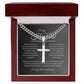 To My Amazing Husband, Men's Artisan Cross Necklace on Cuban Chain GR