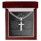 To My Amazing Love, Happy Anniversary, Men's Artisan Cross Necklace on Cuban Chain GR