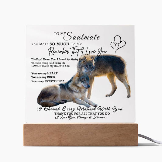 Acrylic Square LED Plaque - Remember That I love - Affectionate Wolf Couple- To My Soulmate