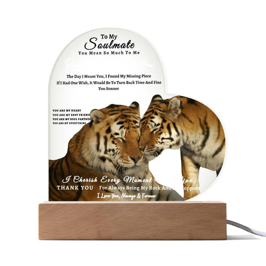 Acrylic Heart LED Plaque - Remember That I Love You -Affectionate Tiger Couple - To My Soulmate