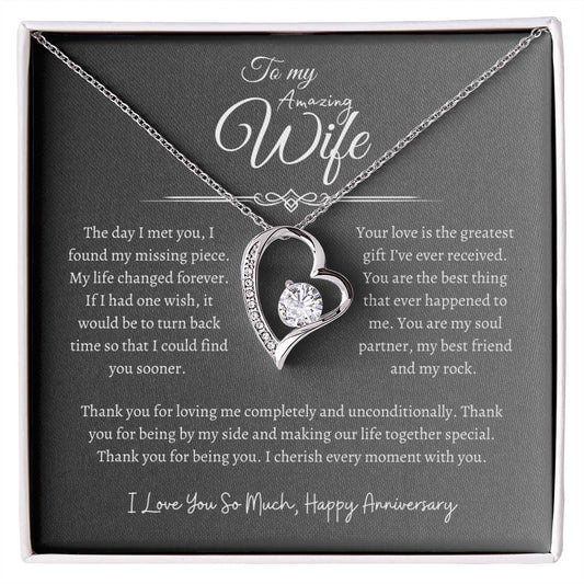 To My Amazing Wife, Happy Anniversary, Forever Love Necklace GR