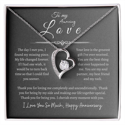 To My Amazing Love, Happy Anniversary, Forever Love Necklace GR