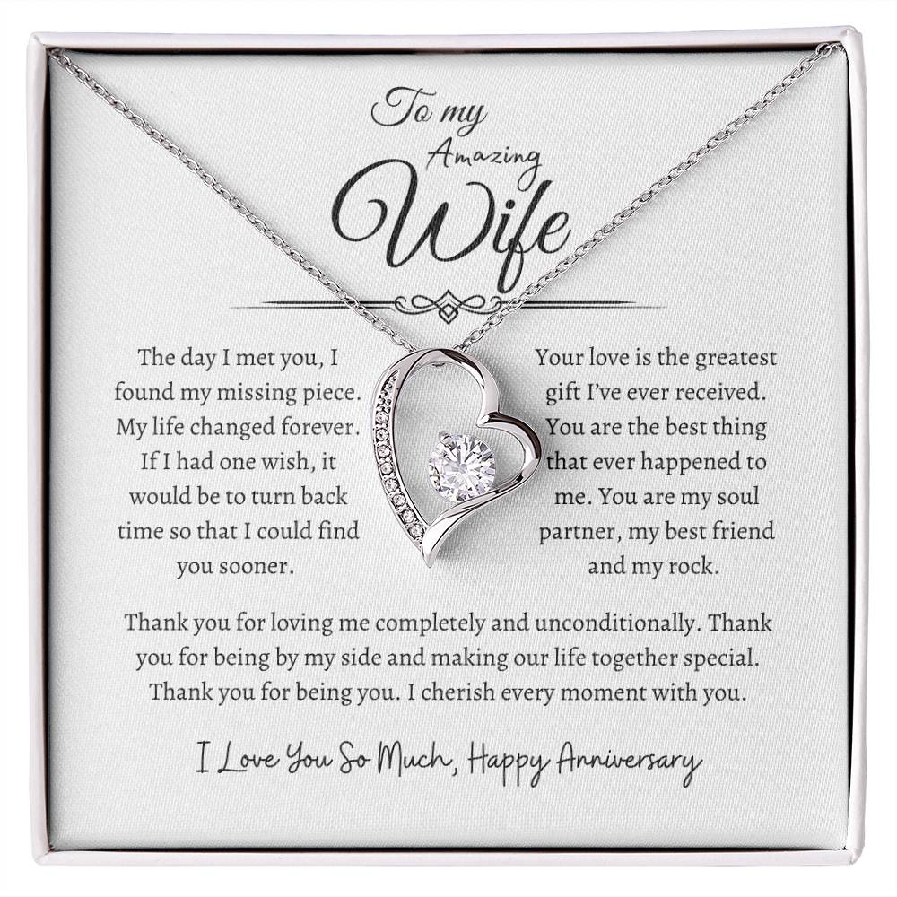 To My Amazing Wife, Happy Anniversary, Forever Love Necklace WH