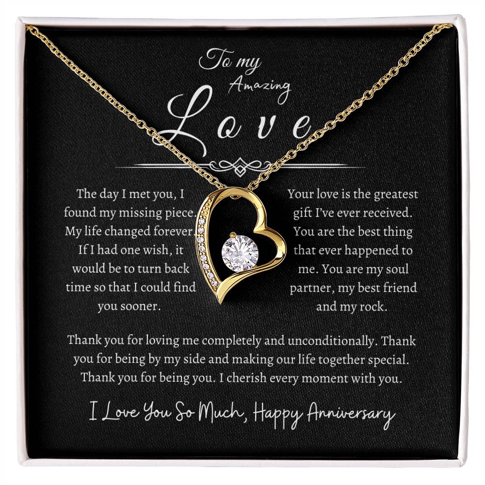 To My Amazing Love, Happy Anniversary, Forever Love Necklace BLK