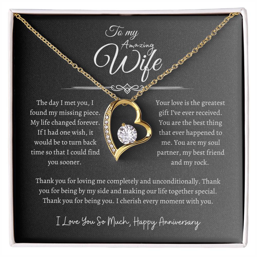 To My Amazing Wife, Happy Anniversary, Forever Love Necklace GR