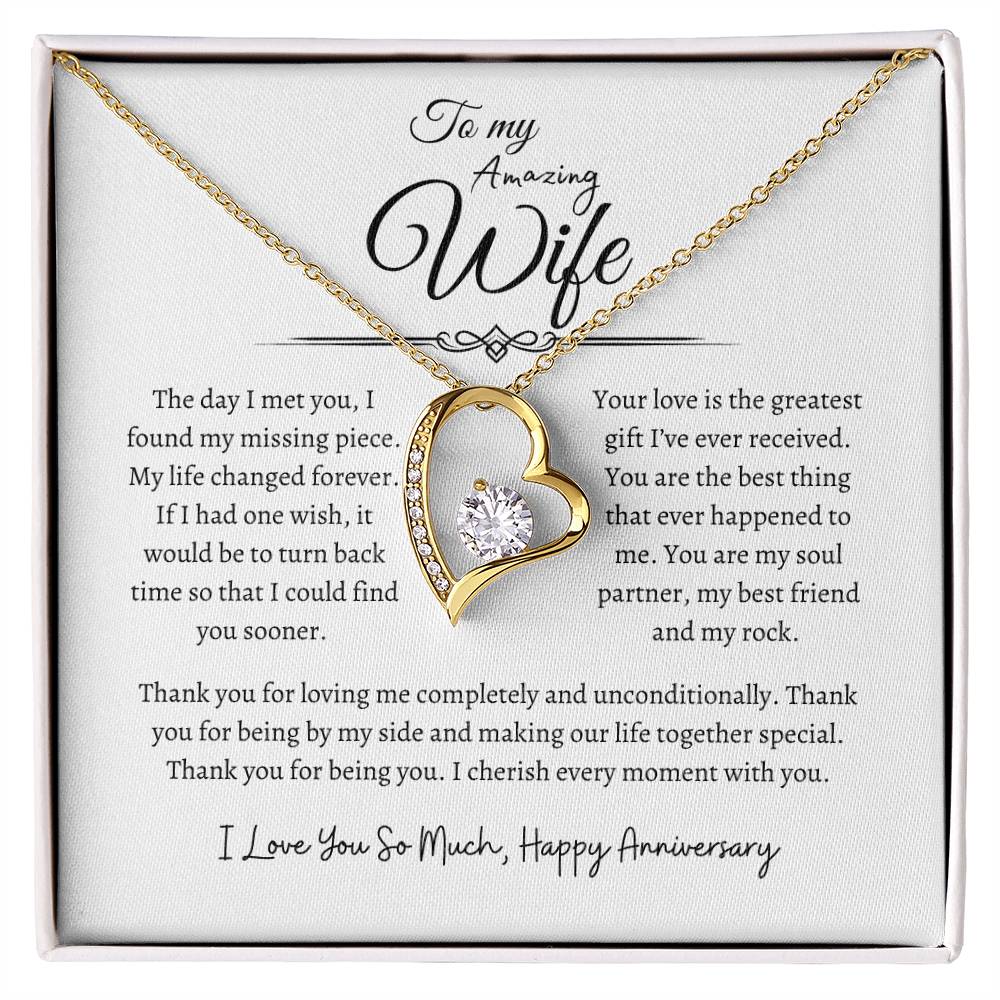 To My Amazing Wife, Happy Anniversary, Forever Love Necklace WH